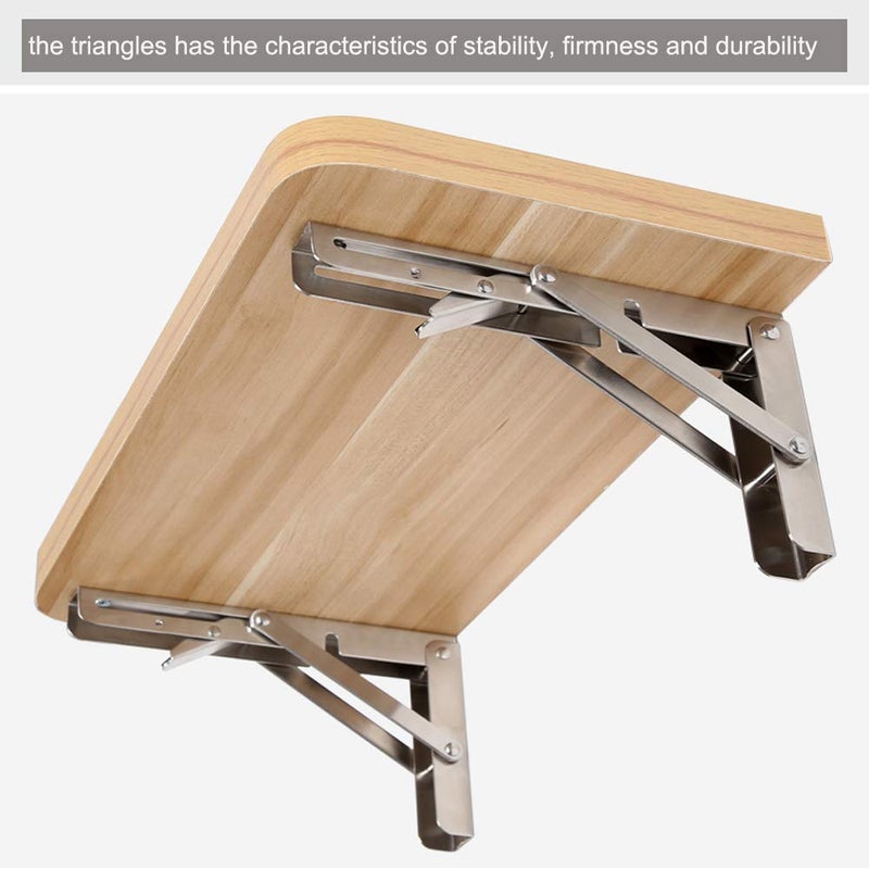Jolitac Folding Shelf Brackets 10â€, Max.Load 260 lb, Heavy Duty Brackets Stainless Steel Wall Mounted Shelf Collapsible Bracket, Folding Bench,Work Table Arm Rack (10 Inch, 2PCS) - Image 3